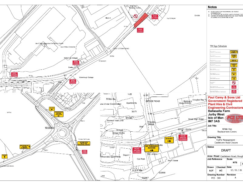 Part of Old Castletown Road closes for m