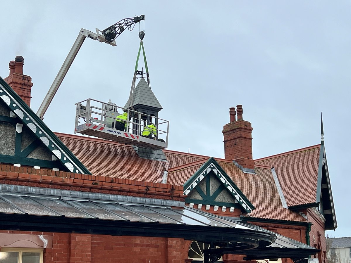 Watch as railway station belfry is crane